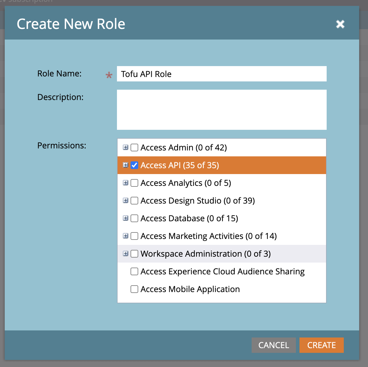 Creating a new API role for Tofu in Marketo