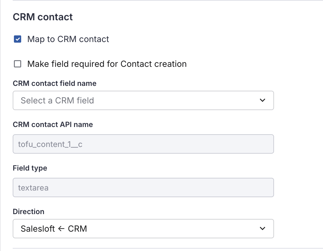 Salesloft custom field mapping detail