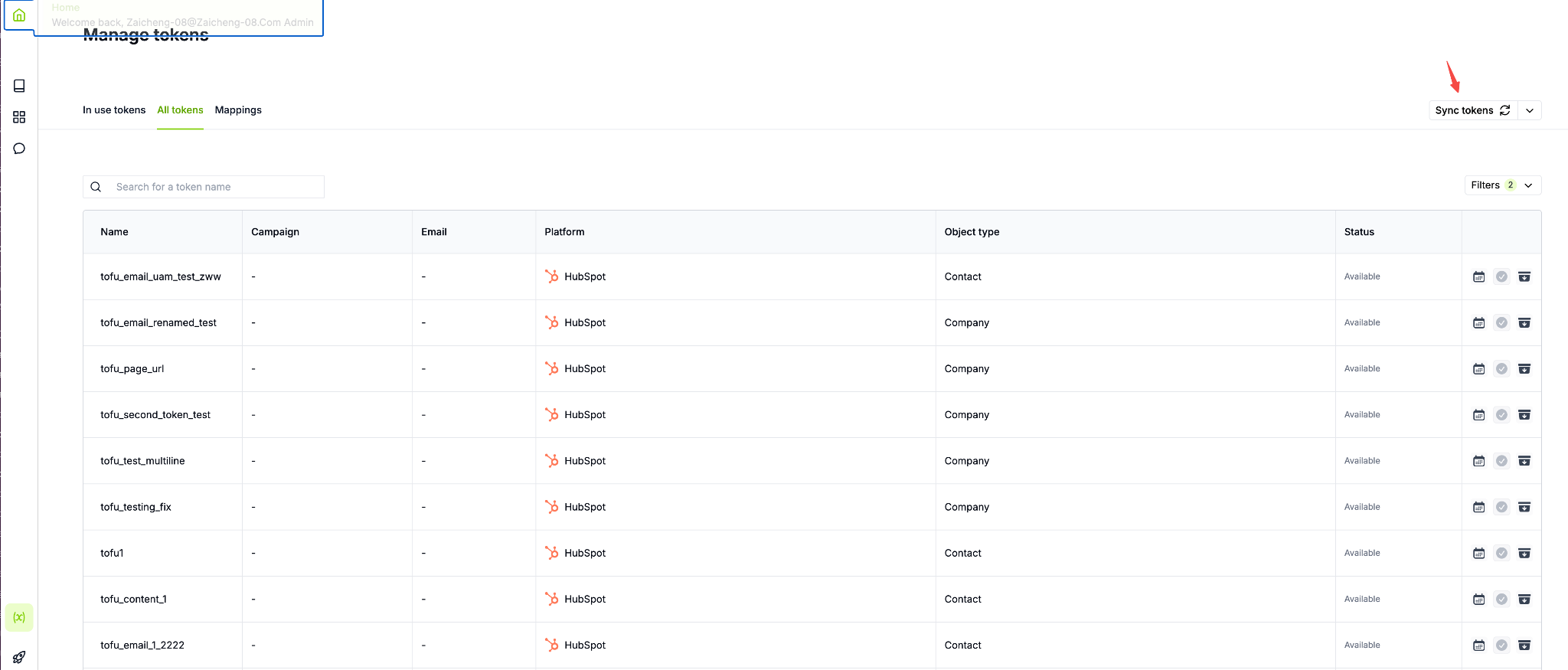 Bootstrap tokens sync on Token Management page